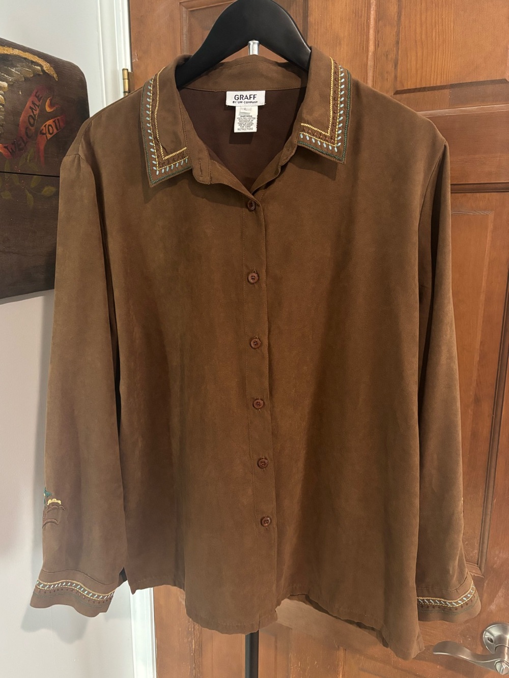 Vintage Y2K 90s Graff Western Southern Embroidered Button Up Shirt Women’s Large
